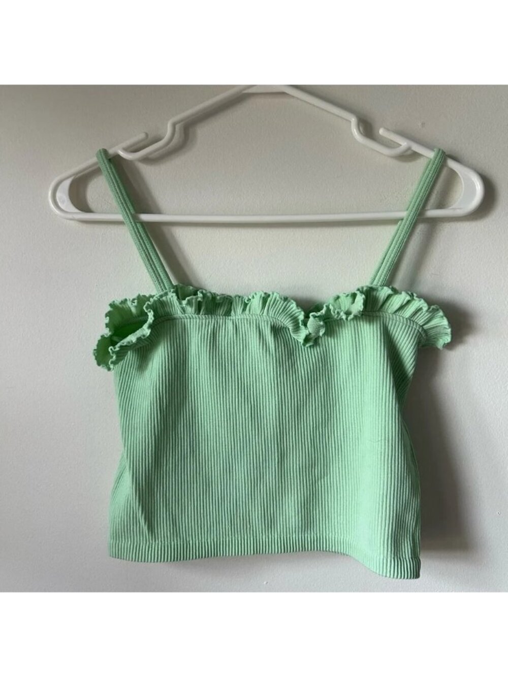 Zara Green Ruffled Tank Top